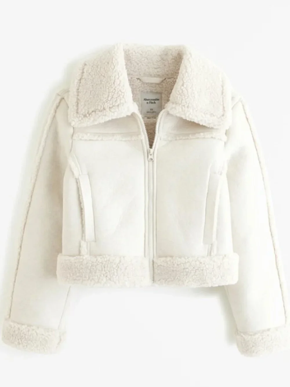 Abercrombie & Fitch Cropped‎ Vegan Suede Sherpa Jacket